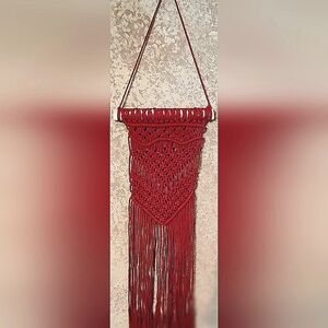 Macrame Boho Style Macrame Wall Hanging Burgundy (small)